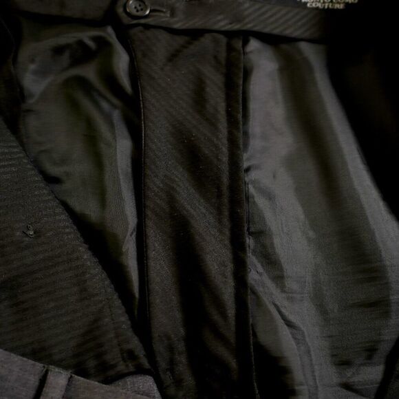 Pronto Uomo Couture Wool Gray Flat Front High Rise Dress Pants 47/33 Lined Parti - Picture 8 of 8